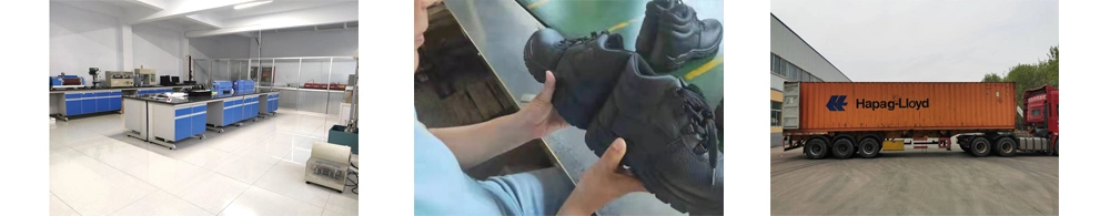 Basic Style for Black Color Genuine Leather Safety Shoes with Steel Toe Steel Plate